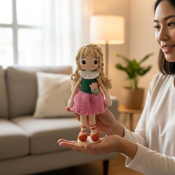Crochet Spring Flower Girl Doll – Handmade doll – Gift...
